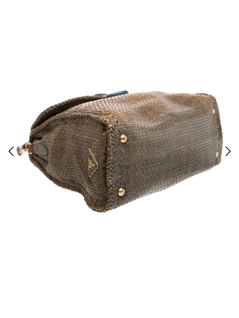 Prada Woven Leather Satchel in Warm Brown with Top Handle - Picture 4 of 5